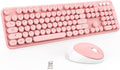 Wireless Keyboard and Mouse Combo, 2.4G Typewriter, Pink | Retro Full Size Computer Keyboards, Cute Mouse, USB Dongle Plug and Play, for PC,Laptop,Desktop,Windows by Kootop
