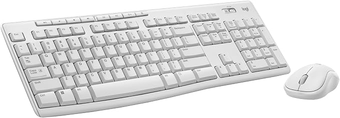 Logitech MK270 Full Size Wireless Keyboard and Mouse Combo - Off White | Full size keyboard with spill-resistant design, compact ambidextrous mouse, connect via single included USB-A Nano Receiver by Unknown