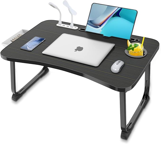 Fayquaze Laptop Bed Desk, Portable Foldable Laptop Bed Table with USB Charge Port Storage Drawer and Cup Holder, Lap Desk Notebook Stand Tray Table Serving Tray for Eating, Reading and Working | Portable, Foldable, Lap Desk with USB Charge Port Storage... - Image 8