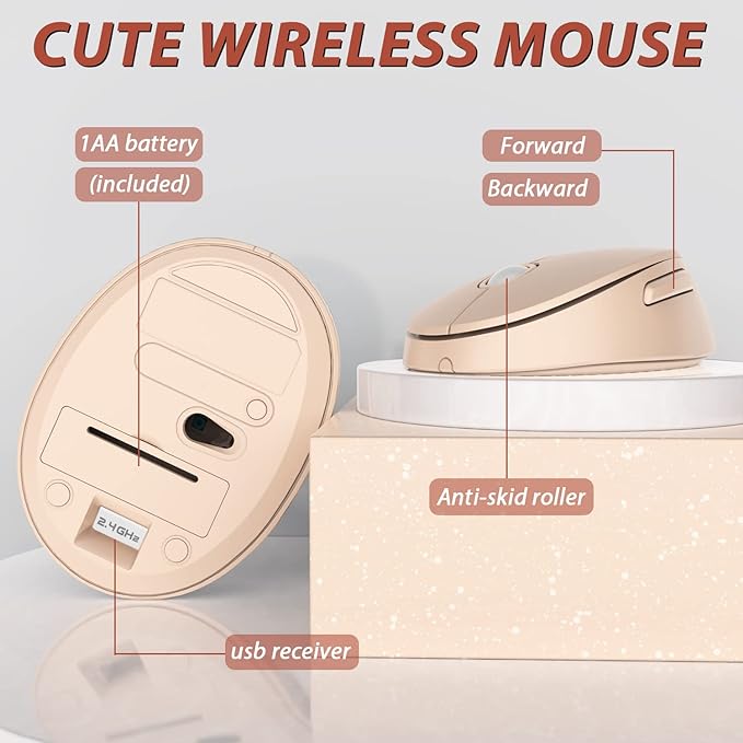 Wireless Keyboard and Mouse Cute Retro Typewriter for PC | Full Size With Number Pad & Mouse,Compatible With All Windows,Ideal For Windows,1600DPI,Computer, PC, Notebook, Laptop - Image 4