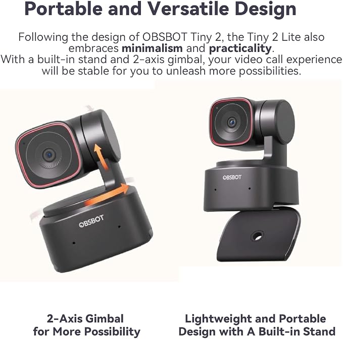 OBSBOT Tiny 2 Lite AI-Powered 4K UHD PTZ Webcam,1/2" CMOS 4X Digital Zoom, AI Auto Tracking, Auto Zoom, Gesture Control 2.0, Beauty Mode,Preset Modes,LiveStream for Game/Meeting/Online Educate | 48MP HDR 4K@30fps 1080p@60fps Dual-Mic NR Gesture Control... - Image 4