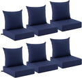 Outdoor Cushions for Patio Furniture, Outdoor Seat Cushion Set 24 x 24 x 5.75 in, Waterproof & Fade Resistant Outdoor Chair Cushions, Patio Cushion with Removable Cover, Set of 6, Navy Blue by Zonamat