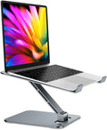 RIWUCT Foldable Aluminum Alloy Laptop Stand for Desk, Height Adjustable Ergonomic Computer Stand, Portable Laptop Riser Holder Printer Stand Compatible with MacBook Pro Air/HP/Dell 10-16", Gray by RIWUCT