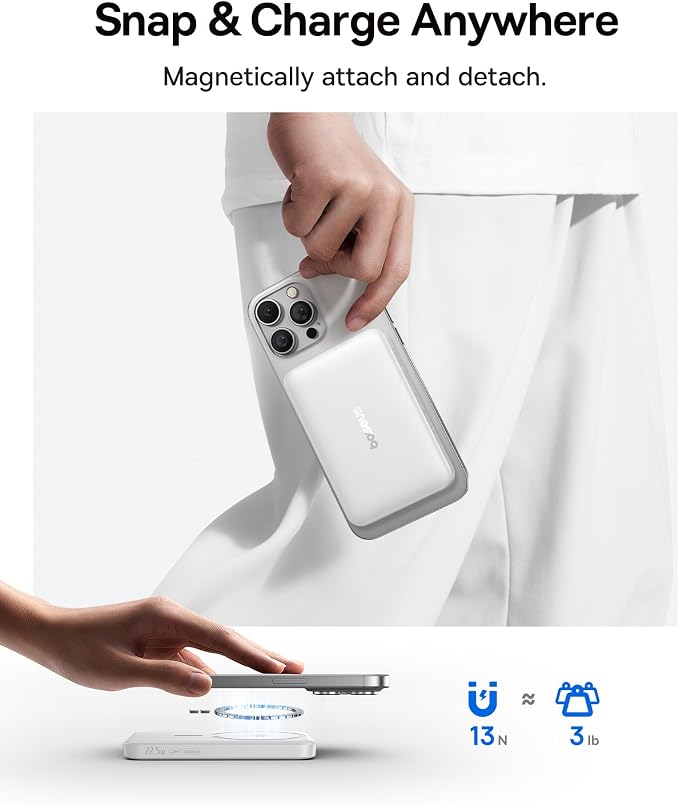 Baseus for MagSafe Portable Charger, Qi2 Certified 15W Wireless Magnetic Power Bank 10000mAh with USB-C Cable 22.5W PD Charging, Battery Pack Compatible with iPhone 17/16/15/14/13 Pro/Pro Max Series - Image 5