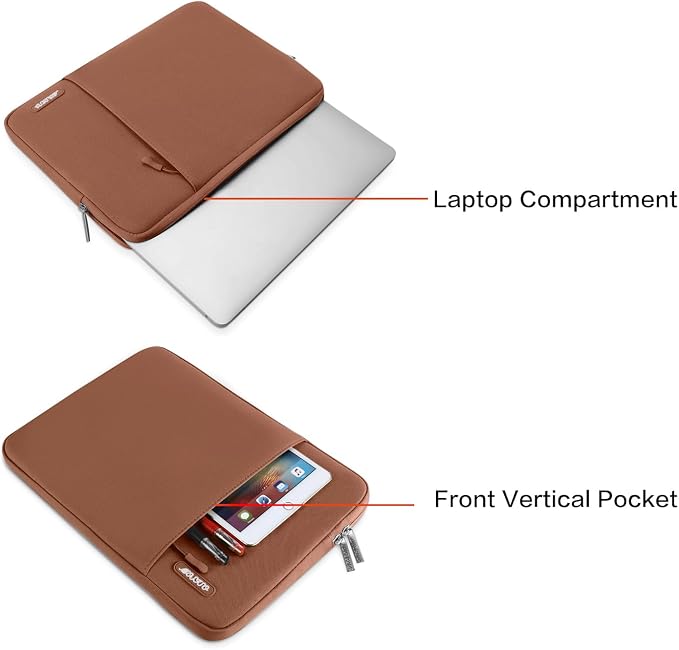MOSISO Laptop Case 13 inch, Laptop Sleeve Bag with Pocket | Compatible with MacBook Neo A3404 2026/Air/Pro 13 M5/M4/M3/M2/M1 2026-2016, Polyester Vertical Computer Bag,Caramel Brown - Image 2