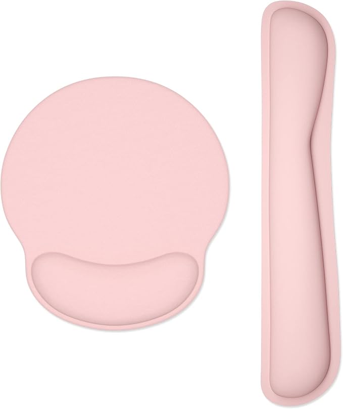 Dapesuom Keyboard Wrist Rest and Mouse Pad with Wrist Support, Cute Memory Foam Cushion for Keyboard and Mouse Set, Ergonomic Desktop Pad Rests with Non Slip Base for Easy Typing & Pain Relief, Pink by Unknown