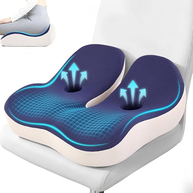 Seat Cushion, Memory Foam for Sit Bone and Back Pain Relief | Dual-Hole Ventilation, Coccyx,Sciatica and Tailbone Hip Relief ,Posture Support ,Office Chair and Car Seat,Home Use by OVRST