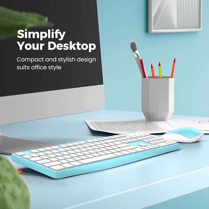 Wireless Keyboard and Mouse Combo, Lovaky 2.4G Full-Sized Ergonomic Keyboard Mouse, 3 DPI Adjustable Cordless USB Keyboard and Mouse, Quiet Click for Computer/Laptop/Windows/Mac (1 Pack, Blue) | Ergonomic, Low profile Keys, 3 DPI Adjustable, 2.4G Quiet... - Image 6