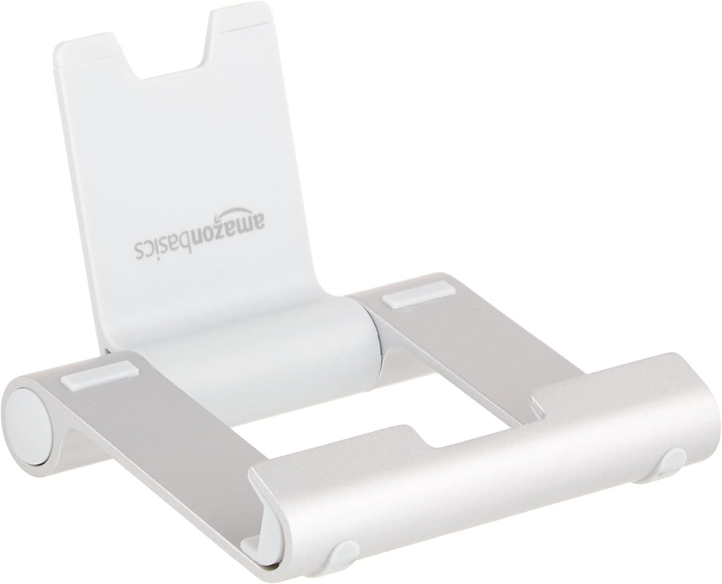 Amazon Basics Multi-Angle Portable Foldable Stand for Tablets, E-Readers and Phones, Non-Slip Desktop Holder for iPads, iPhones, Kindles, Hands-Free Viewing - Silver - Image 4