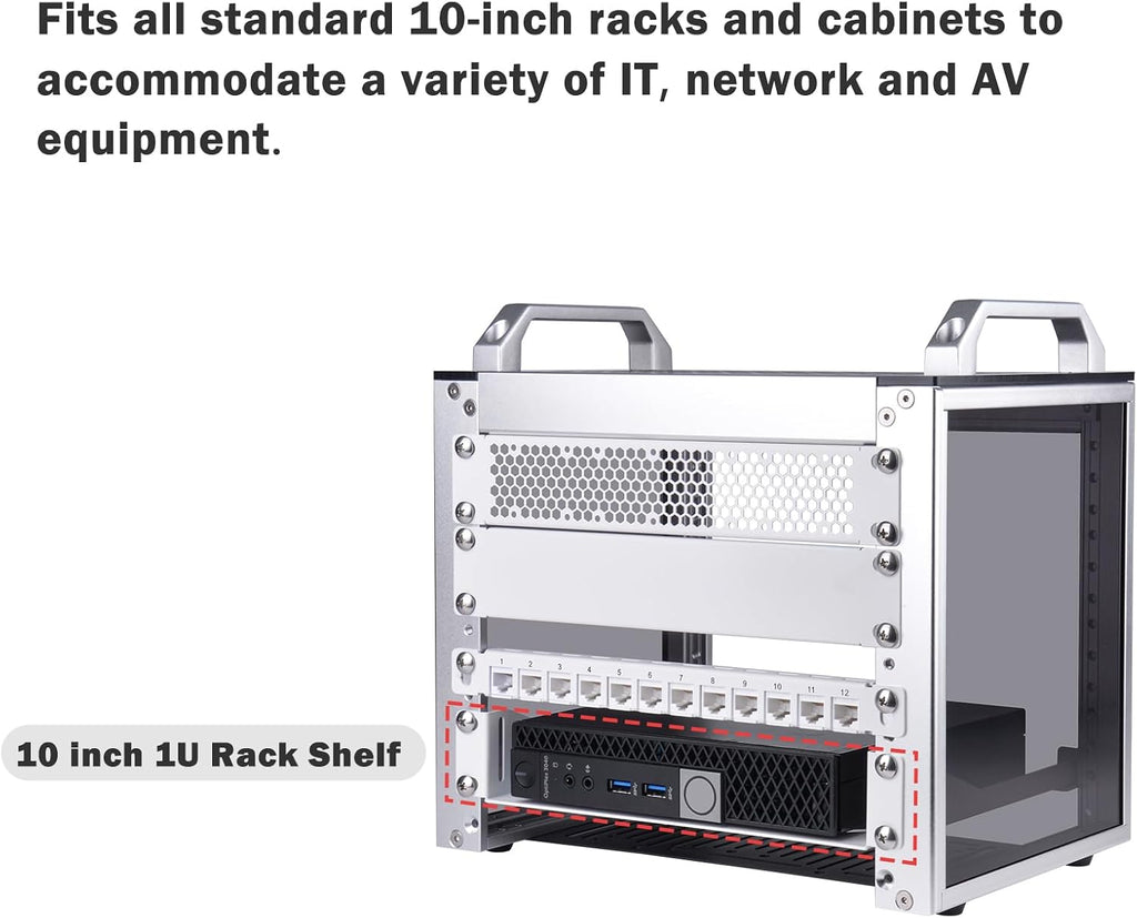 GeeekPi 1U Rack Mount Shelf for 10 inch Server Rack, 7.87" Depth Vented Cantilever Tray for Network Rack and DeskPi RackMate T1/T0 Server Cabinet (White) - Image 2