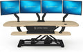 PowerPro 48 Inch Electric Standing Desk Converter – Push-Button Height Adjustable Sit to Stand Desk Riser for Multiple Monitors – Motorized Desktop Workstation with Wide Keyboard Tray by VERSADESK