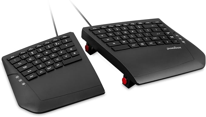 Perixx PERIBOARD-524B US, [Firmware Updated] Wired Ergonomic Split Keyboard - Up to 2 Ft Seperation - Adjustable Tilt Angle - Low Profile Membrane Keys - Black - US English by PerixxComputerGmbH