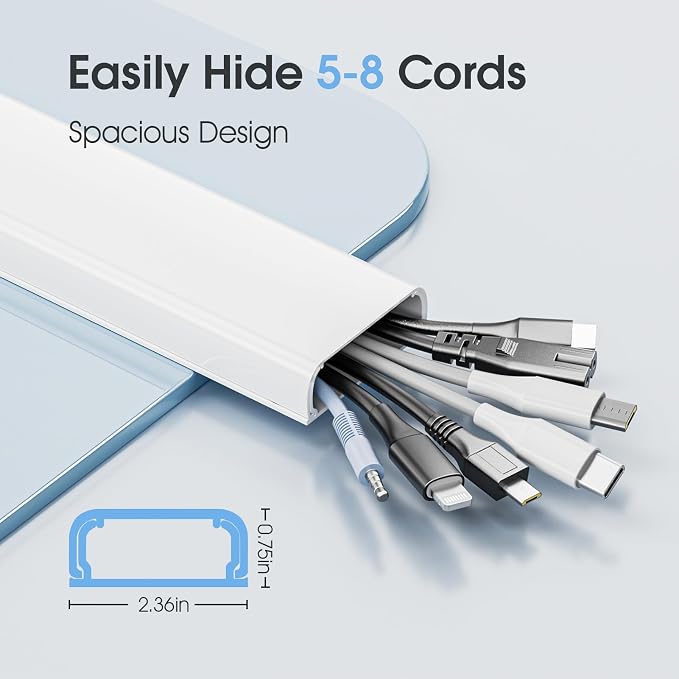 47in XX-Large Cord Hider Wall Mounted TV, Pre-drilled Cord Cover, Wire Hiders for TV on Wall, Paintable Cable Cover, W2.36in H0.75in - Image 3