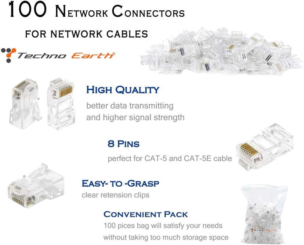 C&E Cat6, Cat5e crimp connectors pack of 100 - Image 3