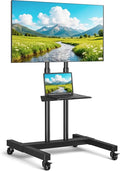 Rfiver Mobile TV Cart Rolling TV Stand for 32-83 Inch Screens up to 110lbs | Portable TV Stand on Wheels with Height Adjustable Shelf, Outdoor TV Stands Mount for Home Office MAX VESA 600x400mm, Black by Rfiver
