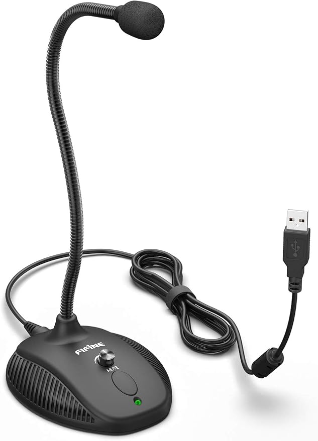 FIFINE USB Computer Microphone, Plug &Play Desktop Condenser PC Laptop Mic,Mute Button with LED Indicator, Compatible with Windows/Mac, Ideal for YouTube,Zoom,Recording,Twitch Games(K054) by FIFINE