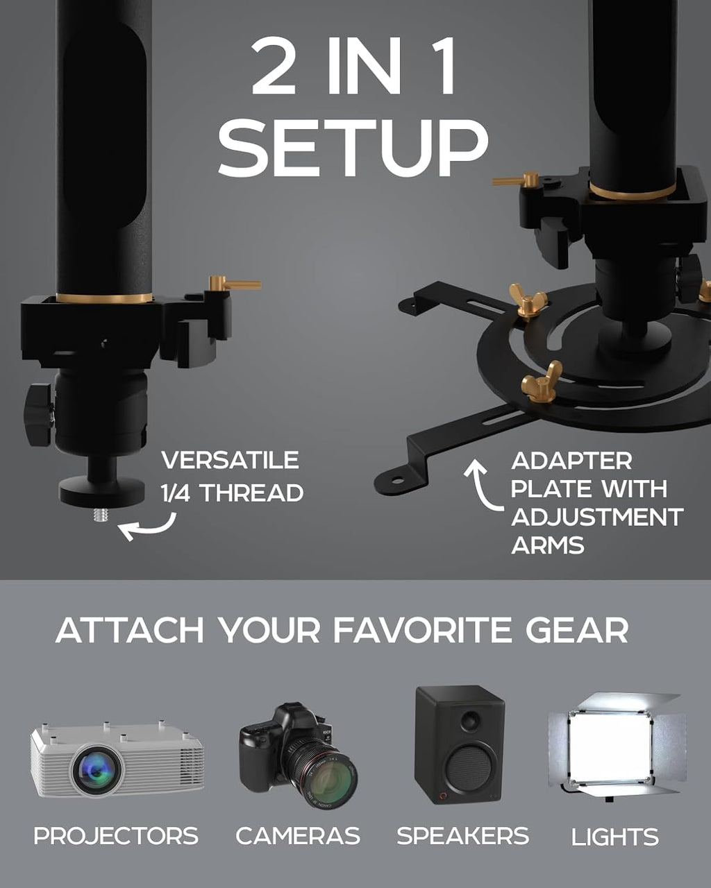 Universal Projector Mount, Ceiling or Wall, 13.8" to 21", Pack of 2 - Image 3