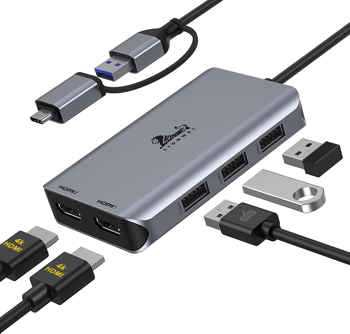 USB 3.0 to Dual HDMI Docking Station for MacBook (Driver Needed) by LIONWEI