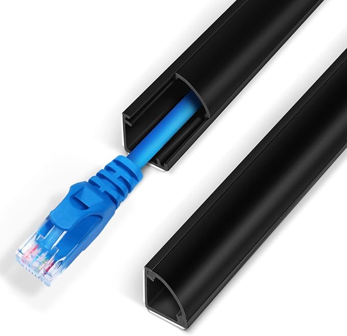 ZhiYo 85in Corner Cable Hider for 1 Cord, Hide Wires on Wall Corner, Black | Self-Adhesive Cable Concealer, 6 Pack (14.2" Each), Quarter Round Cable Management Raceway for Baseboards & Ceiling Corners by ZhiYo