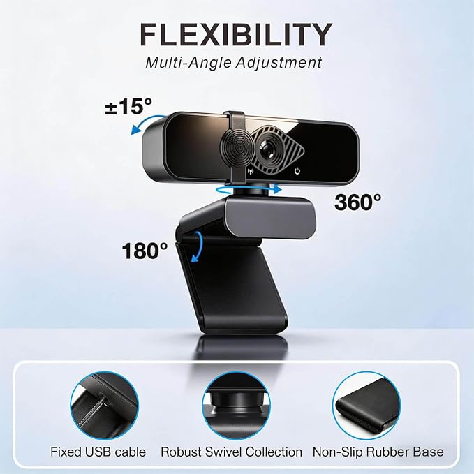 4K Webcam with USB C Adapter Privacy Cover Microphone for PC Mac Laptop | 4K UHD for Zoom/Teams. Privacy shutter, 1-sec close. Noise-canceling mic. USB-C/USB-A plug & play. Works with PC/Mac/ apps. - Image 6