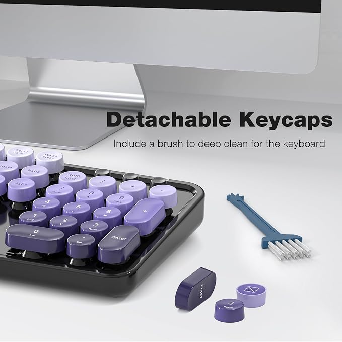 MOFII Wireless Keyboard and Mouse Combo, 2.4GHz Retro Typewriter Keyboard Full Size, Cute Wireless Mice, USB Dongle Plug and Play, for Laptop, PC, Desktop, Windows (Black Purple Gradient Color) - Image 5