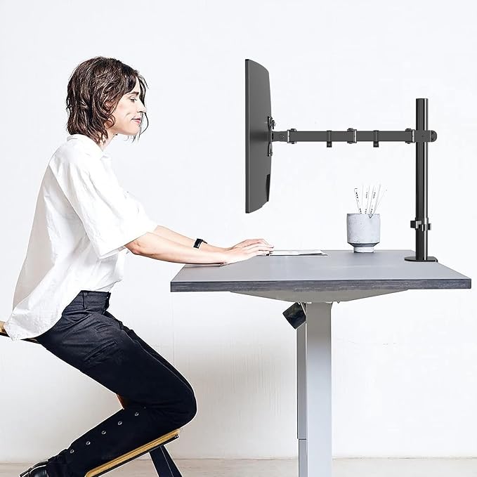 Pholiten Single Monitor Arm Desk Mount, Holds Screens up to 32 inch,Holds Up to 22lbs,Fully Adjustable Stand with C-Clamp and Grommet Base,100x100 Vesa Monitor Stand | Holds Screens up to 32 inch, Holds Up to 22lbs, Fully Adjustable Stand, C-Clamp and ... - Image 6