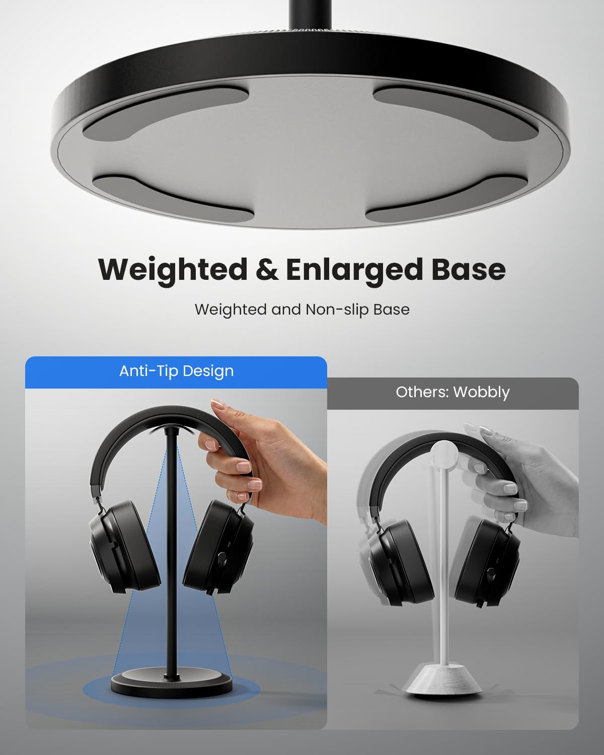 Headphone Stand, Desktop Headset Holder, Black - Image 4