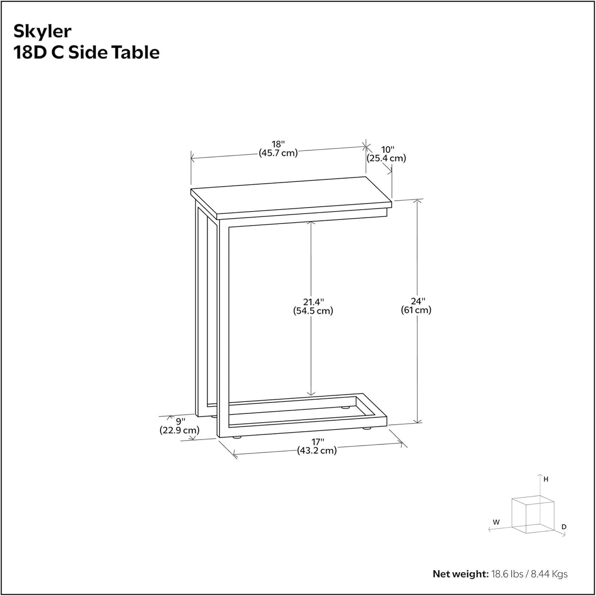 SIMPLIHOME Skyler 10" Wide C-Side Table in Gold/Black - Image 3