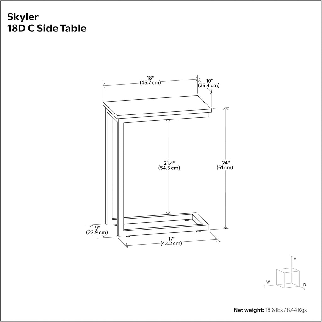 SIMPLIHOME Skyler 10" Wide C-Side Table in Silver/White - Image 3