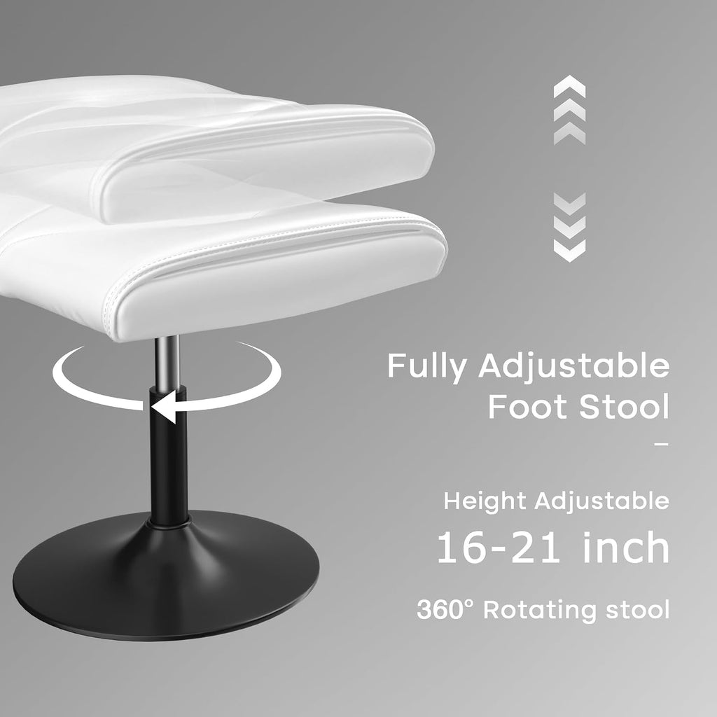 VECELO Office Foot Rest Under Desk Ottoman, Height Adjustable, White - Image 3