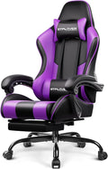 GTPLAYER Gaming Chair, Computer Chair with Footrest and Lumbar Support, Height Adjustable Game Chair with 360°-Swivel Seat and Headrest and for Office or Gaming (Faux Leather, Purple) by GTPLAYER