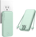 Nusyddy Portable Charger 10000mAh Fast Charging w/Built-in Wall Plug Green | PD20W Fast Charging, LED Indicator, Pass Through Charging, TSA Approved, Compact/Slim, Power Bank for iPhone/iPad/Samsung by NUSYDDY