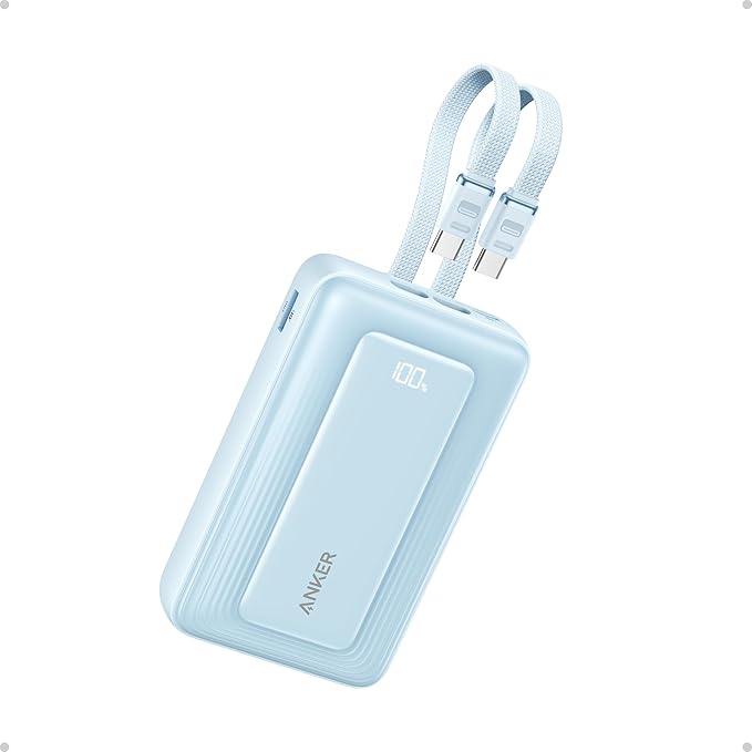 Anker Power Bank,20,000mAh 45W Portable Charger,Dual Built-in USB-C Cables | 20,000mAh Portable Charger with 45W Max Fast Charging, USB-C and USB-A Ports for iPhone 17 Series, Galaxy, MacBook, and More by Unknown
