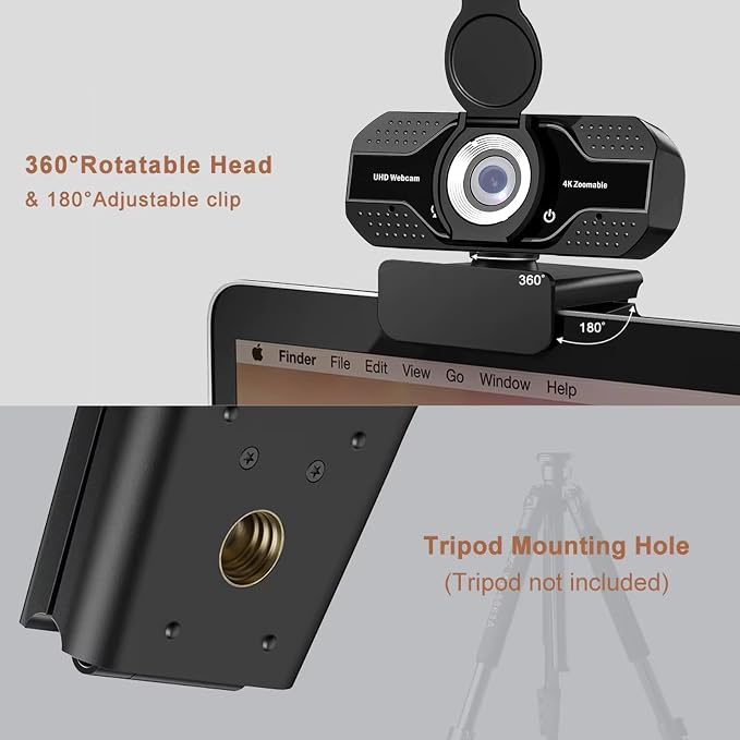 Webcam with Microphone, 2 Mics, 90° FOV, Computer Camera | USB Type-A & A-to-C Adapter, Fixed Focus, Plug&Play for Zoom/Teams/Facetime/YouTube/Google Meet/Switch 2 Camera, 2026 Version - Image 7