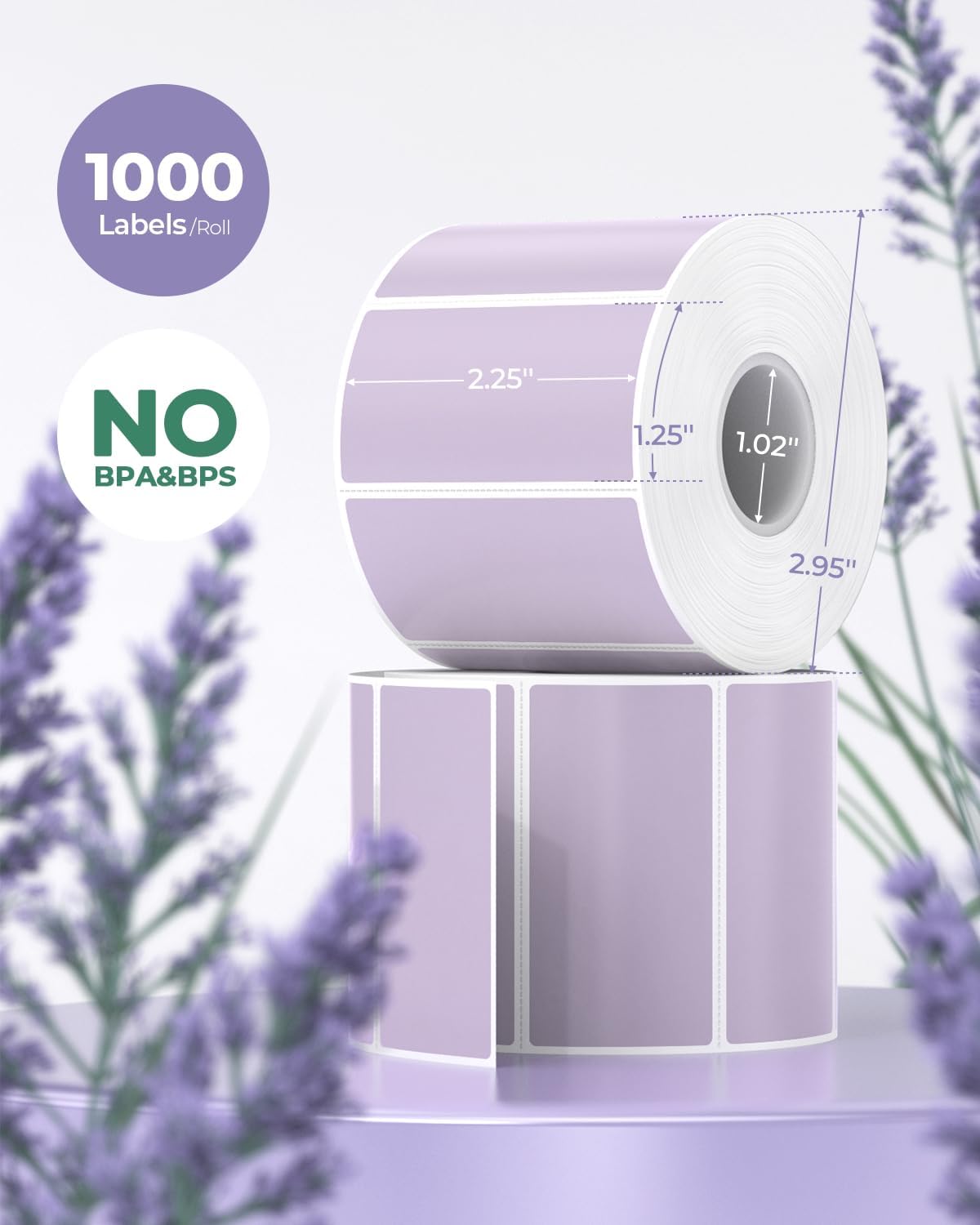 MUNBYN 2.25x1.25 Thermal Labels, 1000 Sheets/Roll, Purple - Image 2
