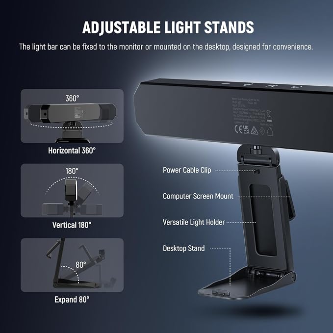 NEEWER Basics 12W Dual Monitor Light Bar with Stands for Home Office, L10 | LED Lamp Video Conference Lighting, Desk Computer Laptop Webcam Zoom Streaming, Bi Color, Remote, Touch Control, Dimmable - Image 6