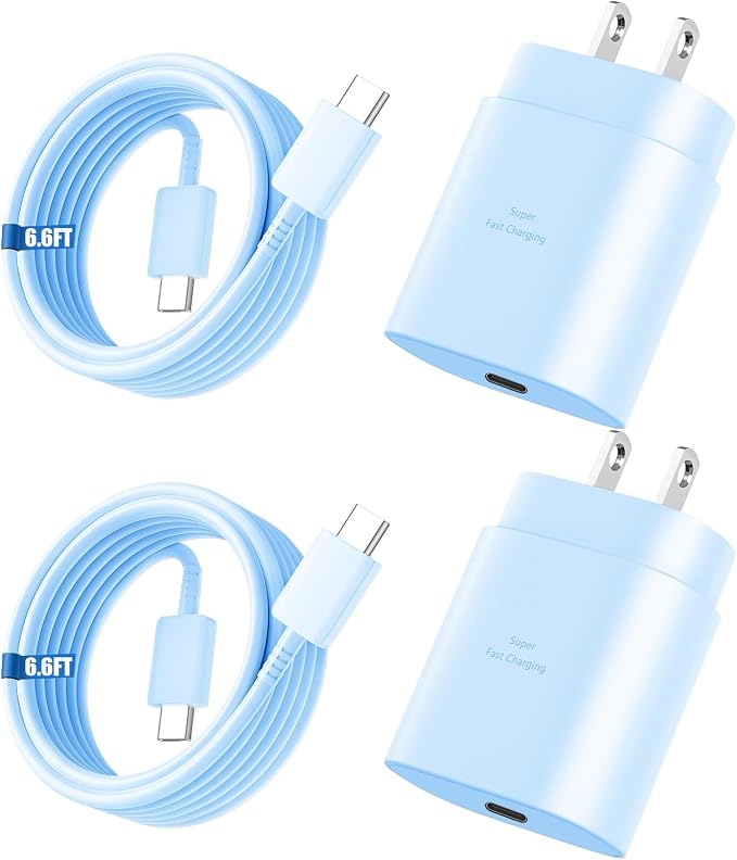Super Fast Charger Type C, 25W USB C Wall Charger Fast Charging for Samsung Galaxy S26 Ultra/S26/S26+/S25 Ultra/S25/24 Ultra/S24/S23 Ultra/S22 Ultra with 6.6FT Long Android Type C Charger Cable 2Pack by Vilive