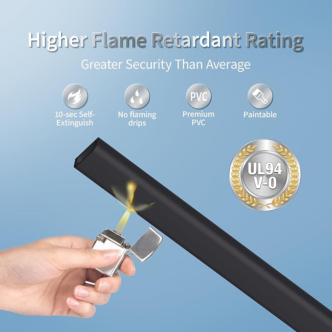 Cord Hider Kit, 70.8in Cord Covers for 2-3 Wires on Wall, Paintable Cable Hider Wire Covers for Cords on Wall, Self-Adhesive Cord Hider for Wall Mount Tv to Hide Cords, W0.94 H0.47in, Black - Image 6