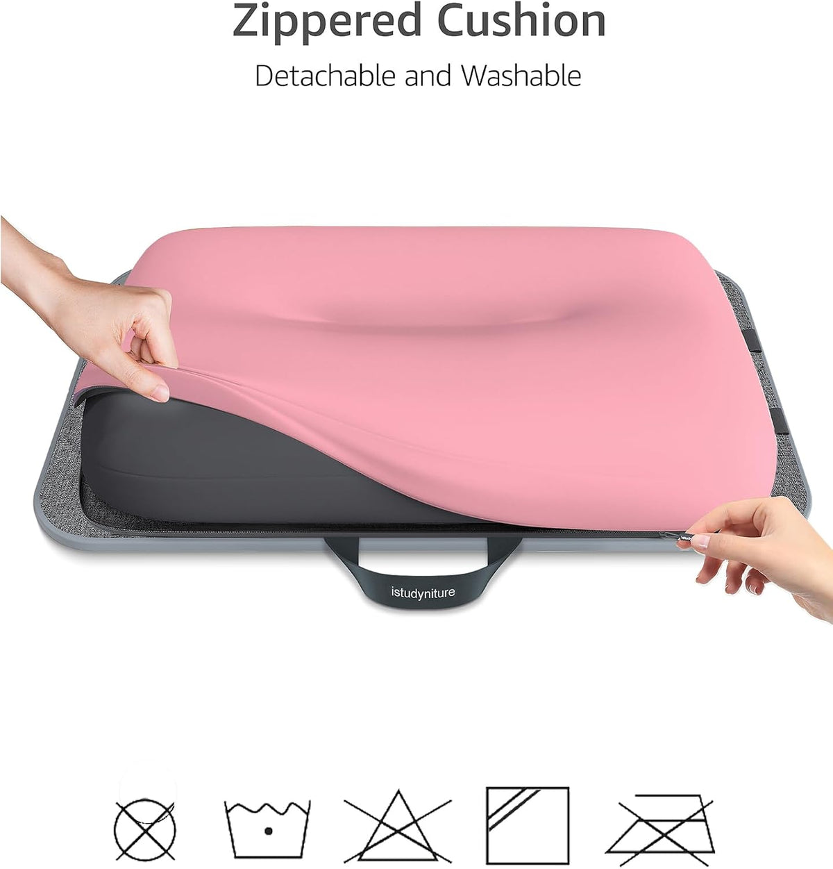 Lap Desk with Washable Cushion – Fits up to 17-In Laptops – Portable Laptop Desk & Stand – Bed desks & Tray for Writing, Reading, Working, Gaming on Bed, Couch, Floor – Istudyniture - Large, Rose Pink - Image 5