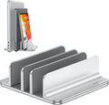 OMOTON 3-Slot Multiple Vertical Laptop Stand, Fits MacBook, Bright Silver | Adjustable Width 0-1.38", Aluminum Office Space-Saving for Desk, Fits MacBook/Book/iPad Up to 17.3in by OMOTON