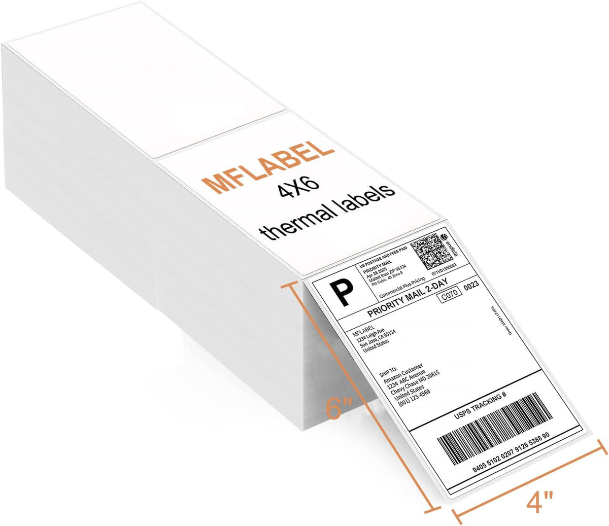 MFLABEL 4x6 Direct Thermal Labels (12000 Labels) 4" x 6" Perforated Shipping Labels Compatible with Zebra Printers Fanfold Thermal Label Stickers for Shipping Packages - 6 Stacks White Labels - Image 2