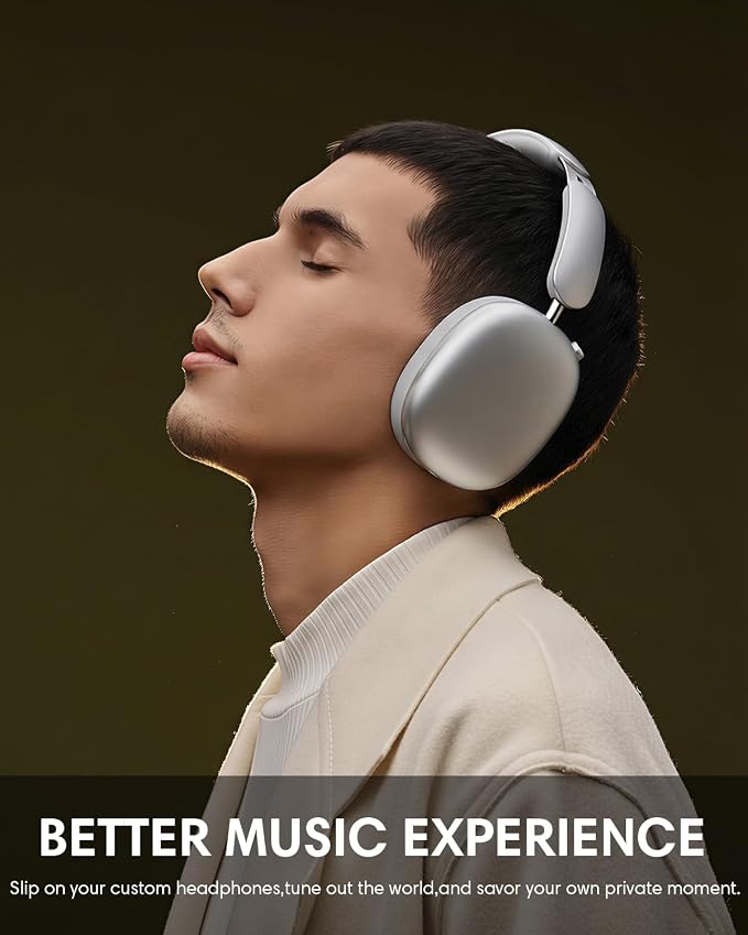 Wentronic Y02 Active Noise Cancelling Wireless Headphones, Silver | Over-Ear, Bluetooth, 60H Playtime,Crystal Clear Calls, Hi-Res Audio, Big Bass, Foldable Lightweight for Travel Home Office - Image 7
