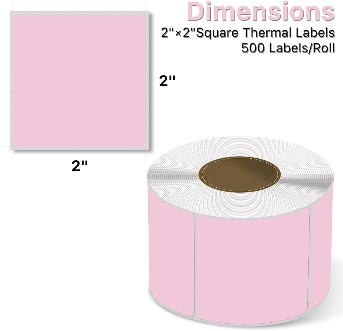 2x2 Thermal Labels, Square Thermal Label Stickers, Pink - Image 2