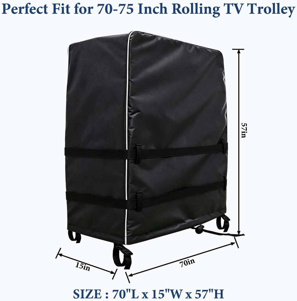 70-75 Inch Windproof Outdoor TV Trolley Cover, Heavy Duty Oxford Weatherproof Dustproof Cover for Mobile Rolling TV Stand(70''L x15''W x 57''H) - Image 3