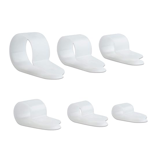 ISPINNER 180pcs Nylon Plastic R-Type Cable Clamps, 1/4" 5/16" 3/8" 1/2" 5/8" 3/4" Clips Fasteners Assortment Kit for Cable Conduit (White) - Image 3