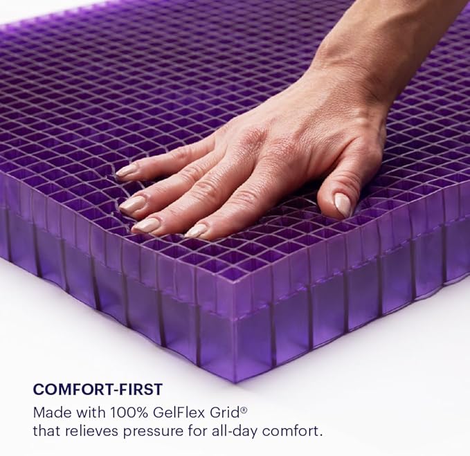 Purple Double Seat Cushion, Two-Sided Soft and Firm 2 Inch Gel Seat Cushion | GelFlex Grid for Office Chair, Car - Pressure-Reducing, Temperature-Neutral, No-Slip - Made in USA - Image 6