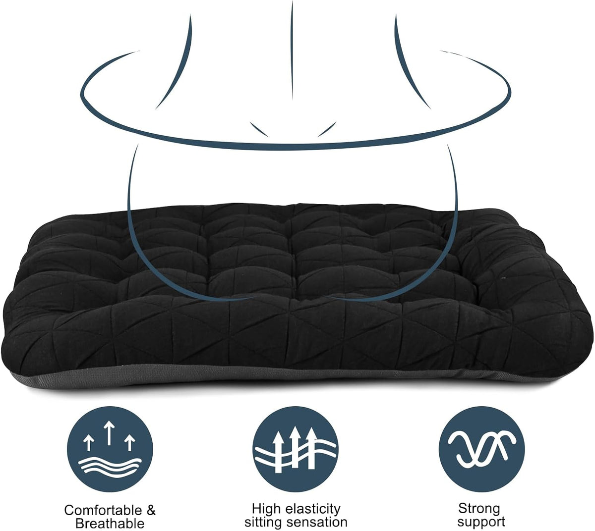 BUYUE Good Support Office Chair Cushion, Luxury Jacquard with Anti-Skid Silicone Seat Cushion Padded for Computer Desk Kitchen Chair (1 Count, Black) - Image 5