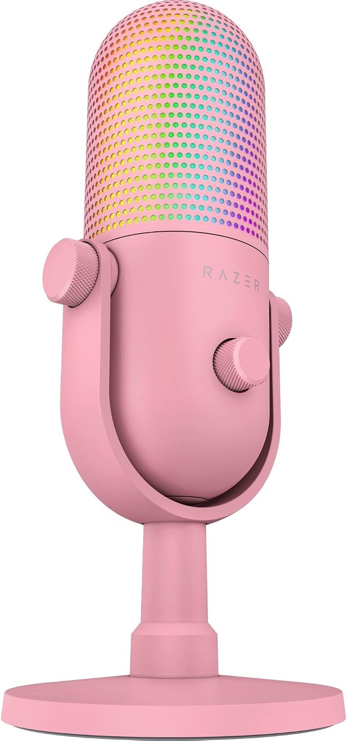 Razer Seiren V3 Chroma RGB, Stream & Game Reactive, USB Microphone, Pink | Tap-to-Mute Sensor, Condenser Mic, Digital Gain Limiter & Shock Absorber, Works with OBS, Discord, Zoom, Teams - Image 8