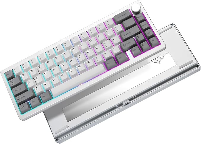 YUNZII AL68 Aluminum Wireless Mechanical Keyboard(Silver, Gateron Zero) | QMK/VIA, Function Knob, Gasket Mount, RGB Backlit, Creamy Pre-lubed Switches, BT/2.4G/USB-C,QMK/VIA for Gaming/Mac/Win by YUNZIIMECHANICALKEYBOARD