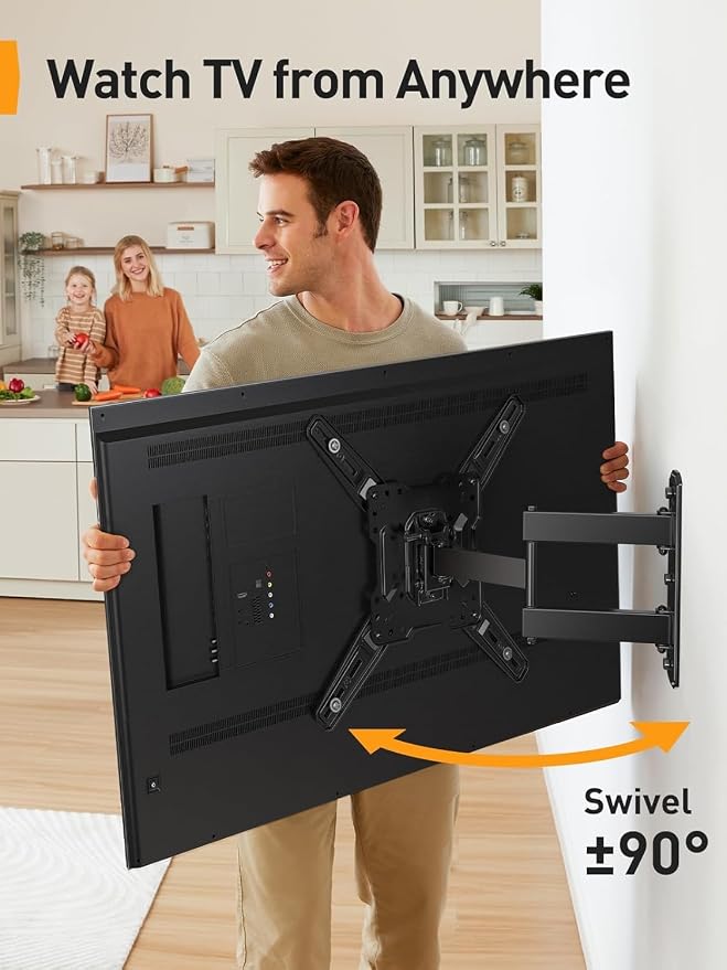 Perlegear Full Motion TV Wall Mount for 26–65 inch TVs up to 82 lbs | Max VESA 400x400mm, Heavy-duty Wall Mount TV Bracket with Articulating Arms, Tool-Free Tilt, Swivel, Extension, PGMF3 - Image 7